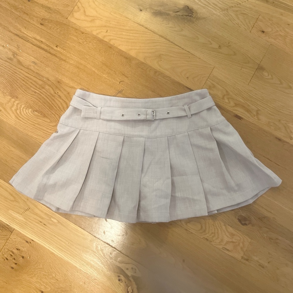 Pleated Mini Skirt with Belt